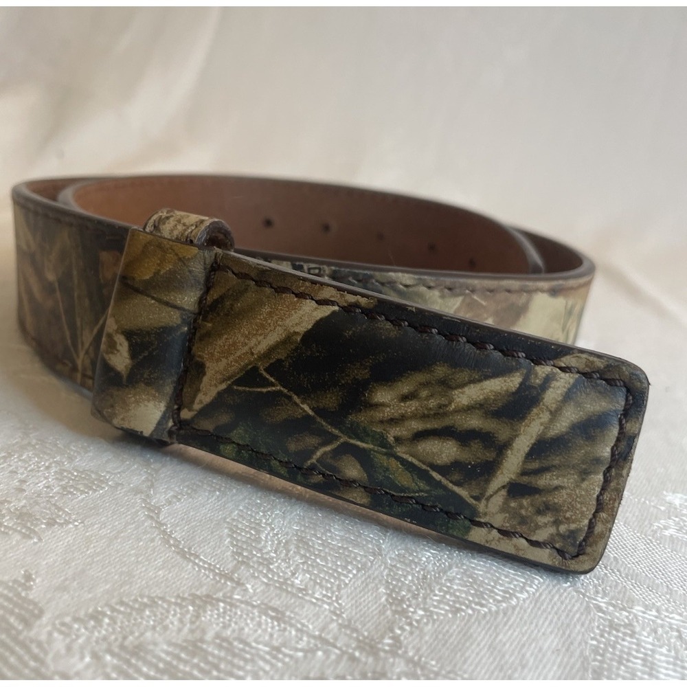 Leather Ranger Belt Company Camo Belt Mens Size 34‎ Built in Buckle Camouflage